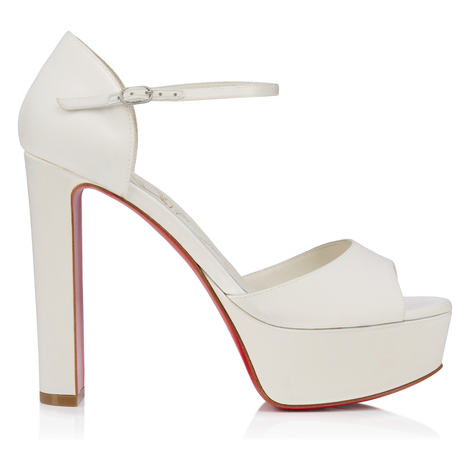 Christian Louboutin Sandaloo 130 Ivory Crepe Satin Platform Block Heel Sandal 42 — image 3 of 8